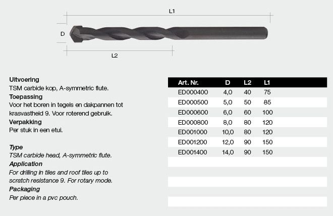 Tegelboor TSM 5.0mm