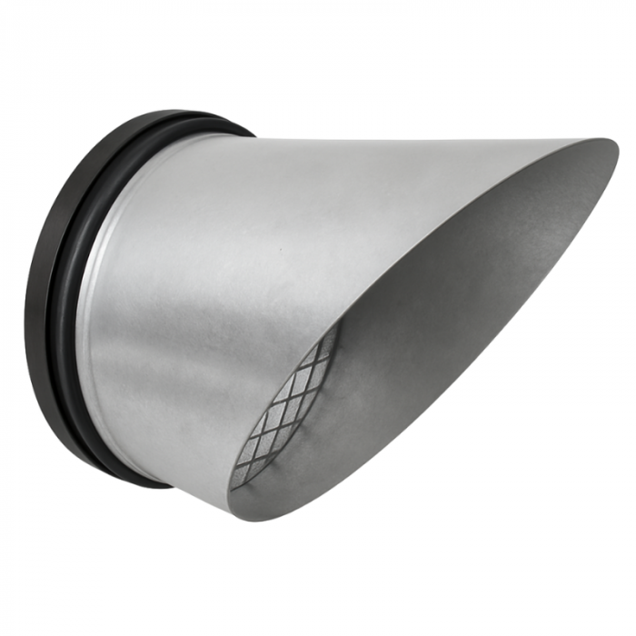 Uitblaasstuk - uitblaasrooster 45 graden Ø 250mm met gaas en rubber