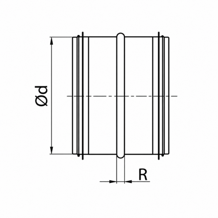 Verbinding (binnenmof) voor buis Ø 150mm met rubberdichting