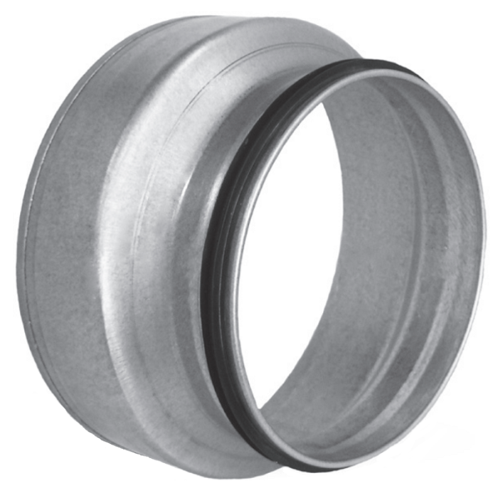 Verloopstuk van hulpstuk Ø 160mm naar spiraalbuis galva Ø 125mm met rubberdichting