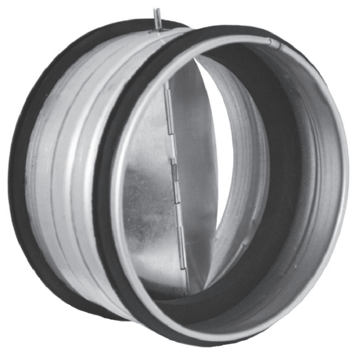 Terugslagklep Ø 160mm met rubberdichting - tussen kanaal