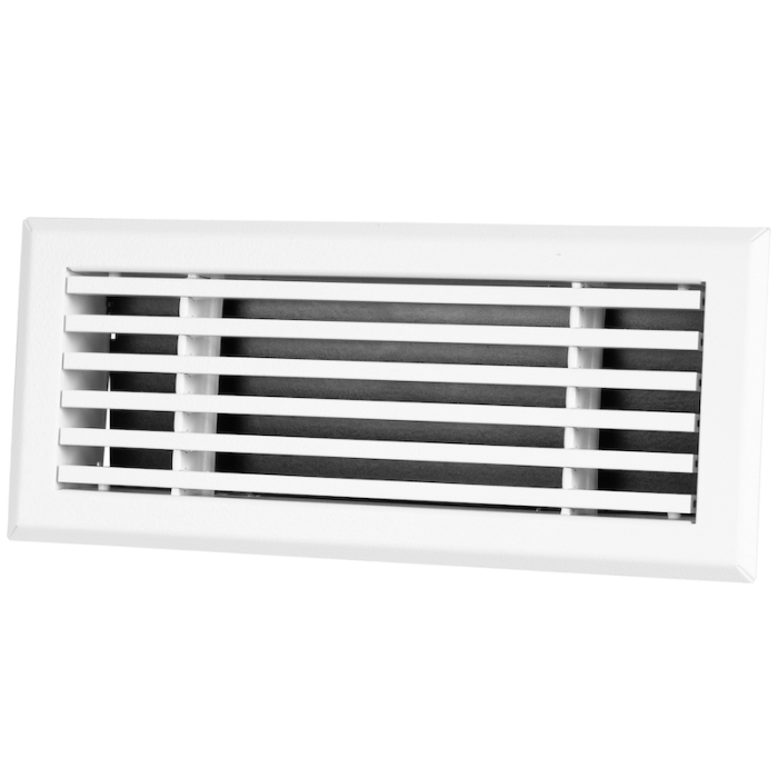 Wandrooster met volumeregelaar t.b.v. 204 x 60mm - staal - WIT RAL9003