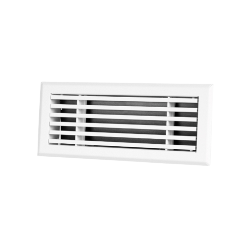 Vloerrooster met volumeregelaar - 305 x 102mm - poederstructuur - staal - wit - RAL9003