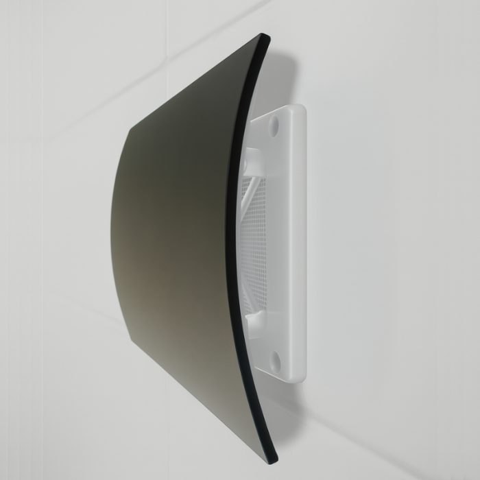 Whisper Design ventilatierooster vierkant (afvoer & toevoer) Ø100mm - vlak GLAS - mat wit
