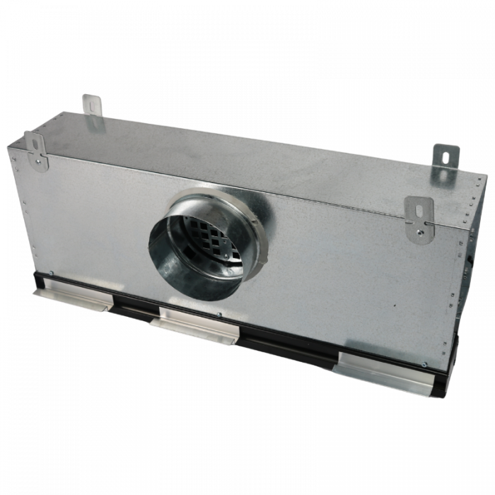 Instucbaar frameloos lijnrooster - 900mm - geïsoleerde plenumbox Ø125mm - TOEVOER & AFVOER