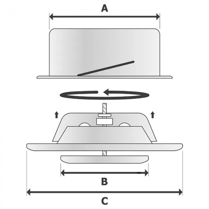  Rooster/ventiel (afvoer & toevoer) Ø150mm - Geborsteld RVS