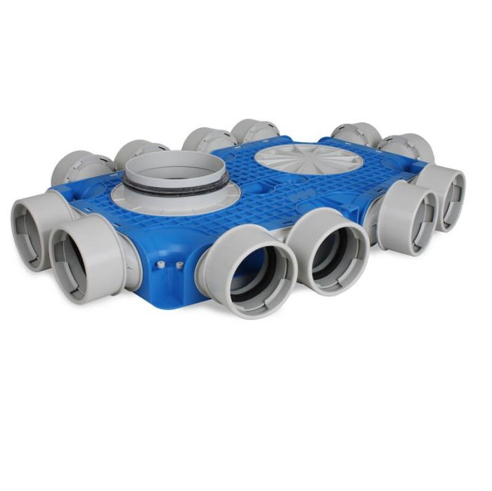 Vent-Axia Uniflexplus + instortverdeler 12x Ø90mm zijaansluiting - Ø160mm Vent-Axia Uniflexplus + instortverdeler 12x Ø90mm zijaansluiting - Ø160mm