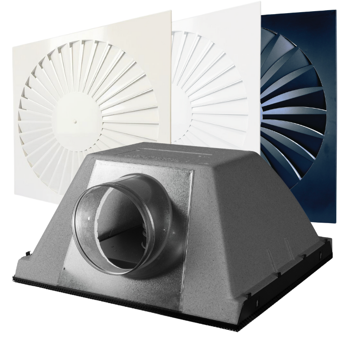 "EasyPlenum" voor LUCHTTOEVOER - aansluiting 160mm - met wervelrooster