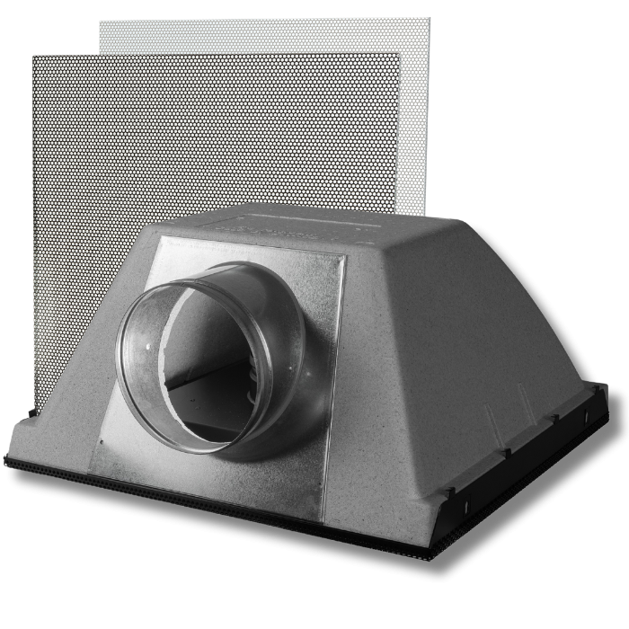 "EasyPlenum" voor LUCHTAFVOER - aansluiting 250mm - met geperforeerd rooster