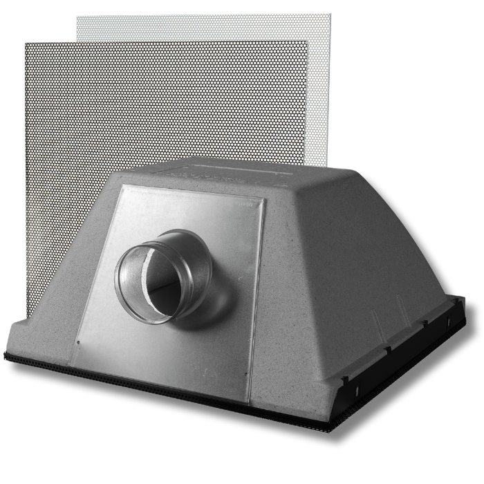 "EasyPlenum" voor LUCHTAFVOER - aansluiting 125mm - met geperforeerd rooster