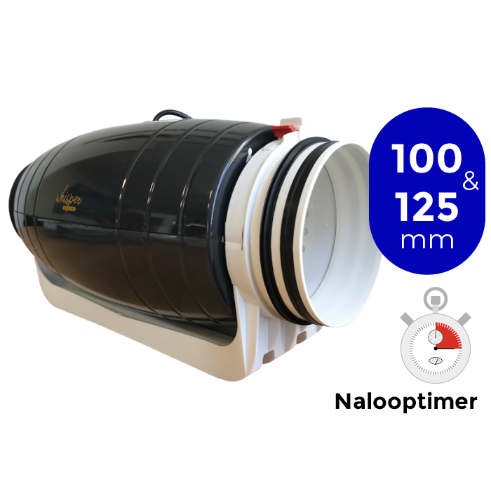 Whisper 'Gold Line' buisventilator diameter 100 & 125mm - met nalooptimer