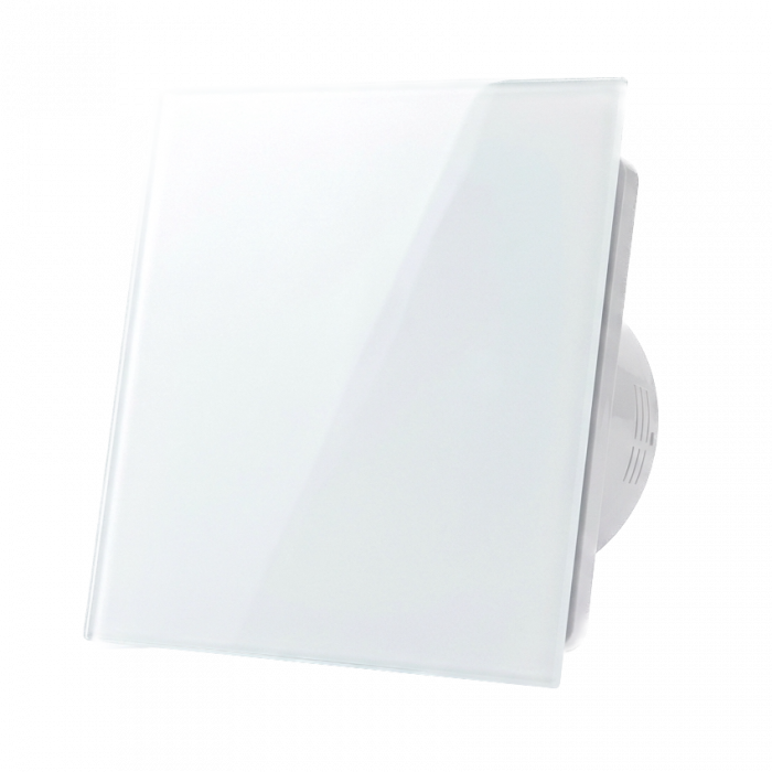 Whisper Pro-Design badkamerventilator - Ø100mm - met nalooptimer - vlak glas - mat wit