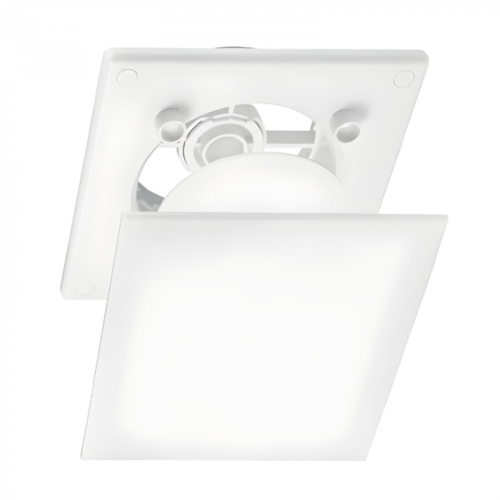 Whisper Designventiel vierkant 125mm kunststof - toevoer/afvoer - WIT RAL9016