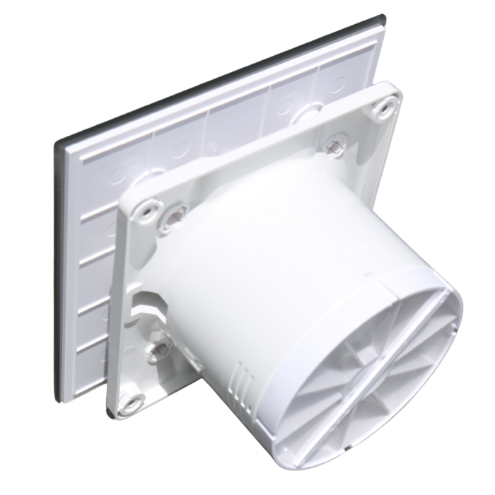 Whisper Pro-Design badkamerventilator - Ø100mm - aan/uit - vlak glas - mat grijs