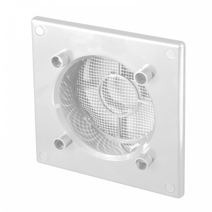 Design ventilatierooster vierkant (afvoer & toevoer) Ø100mm - vlak GLAS - mat zwart