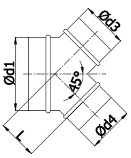 Y-stuk (broekstuk) voor spiraalbuis galva Ø200mm met 45º aftakkingen van Ø200mm