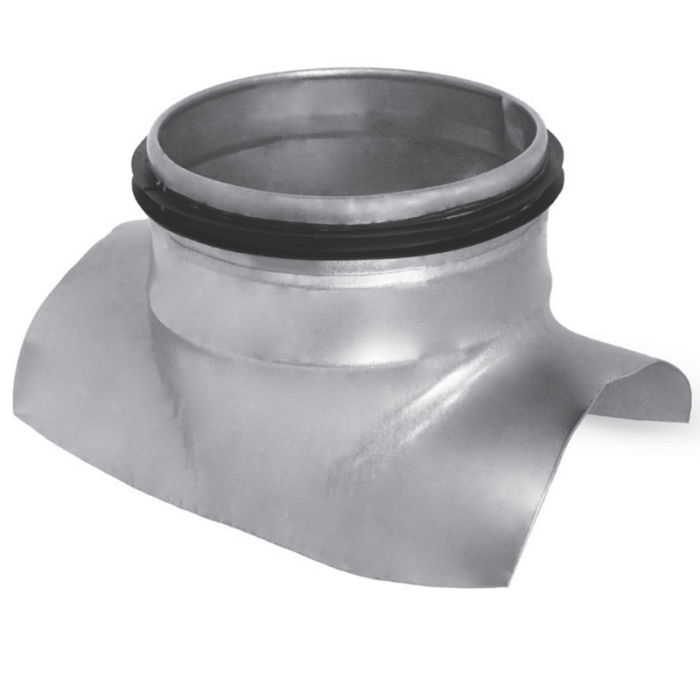 Zadelstuk met rubberdichting op buis Ø 250mm met 90º aftakking Ø 80mm