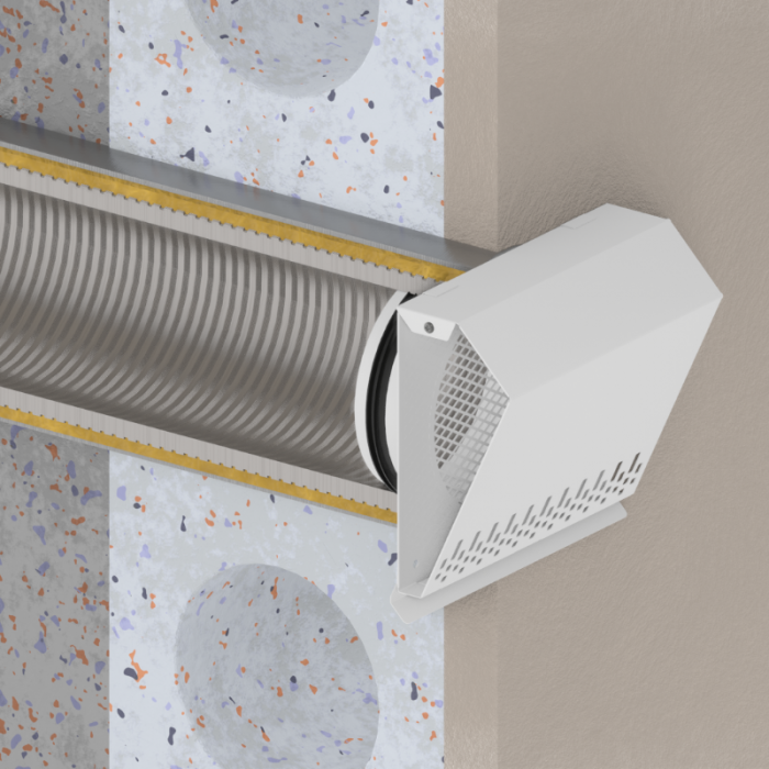 Whisper Luxe Design Gevelkap 150mm - TOEVOER - RVS